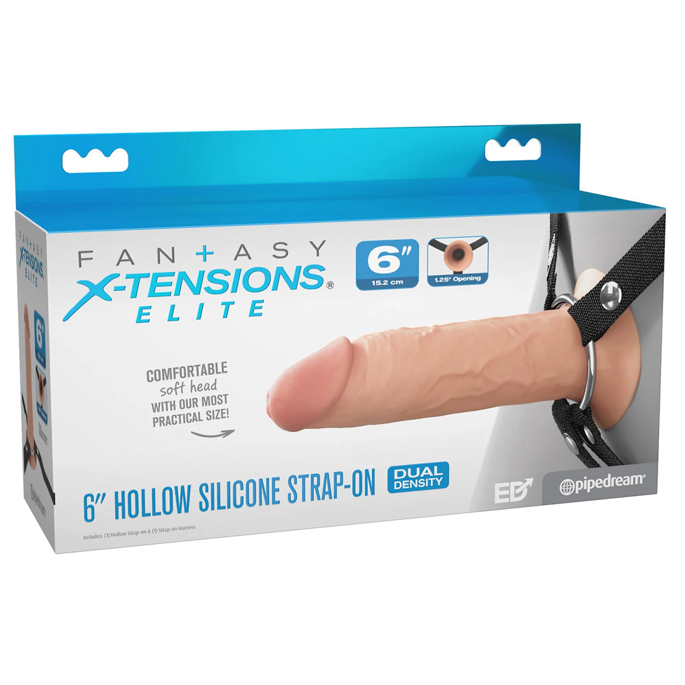 Fantasy X-Tensions Elite 6" Silicone Hollow Strap-On Dual Density Light