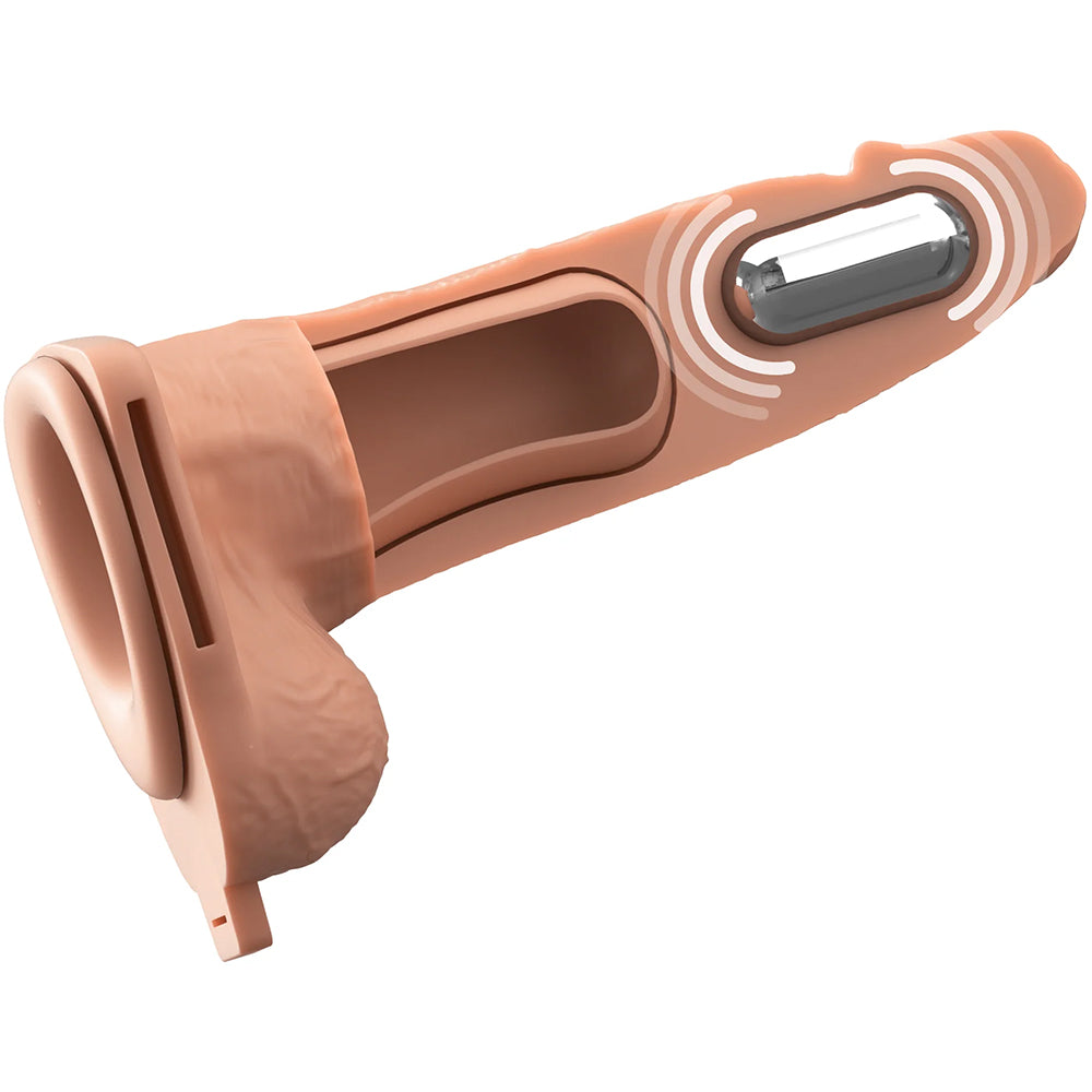 Fantasy X-Tensions Elite Vibrating 6" Silicone Hollow Strap-On Dual Density Light
