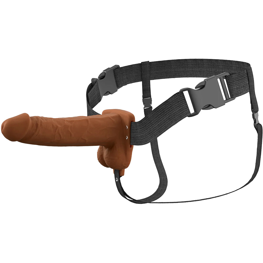 Fantasy X-Tensions Elite Vibrating 7" Silicone Hollow Strap-On Dual Density Brown
