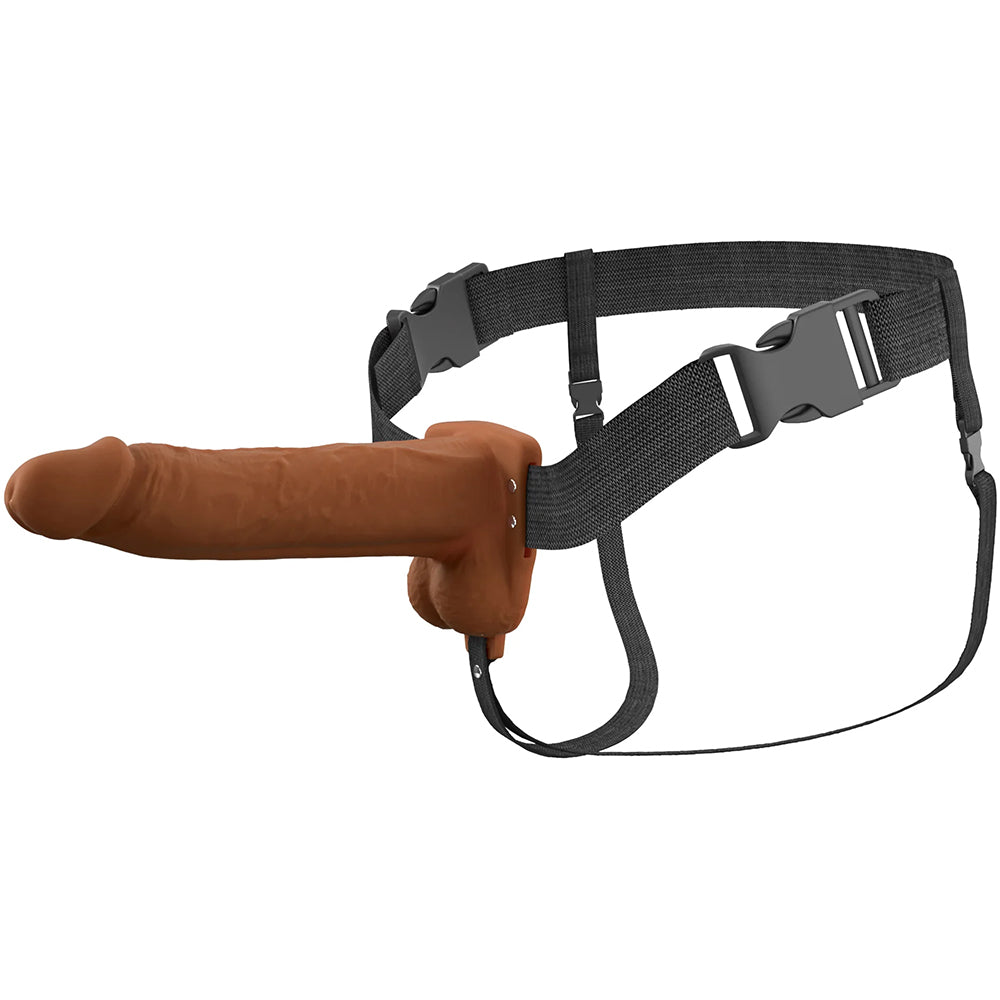 Fantasy X-Tensions Elite Vibrating 8" Silicone Hollow Strap-On Dual Density Brown