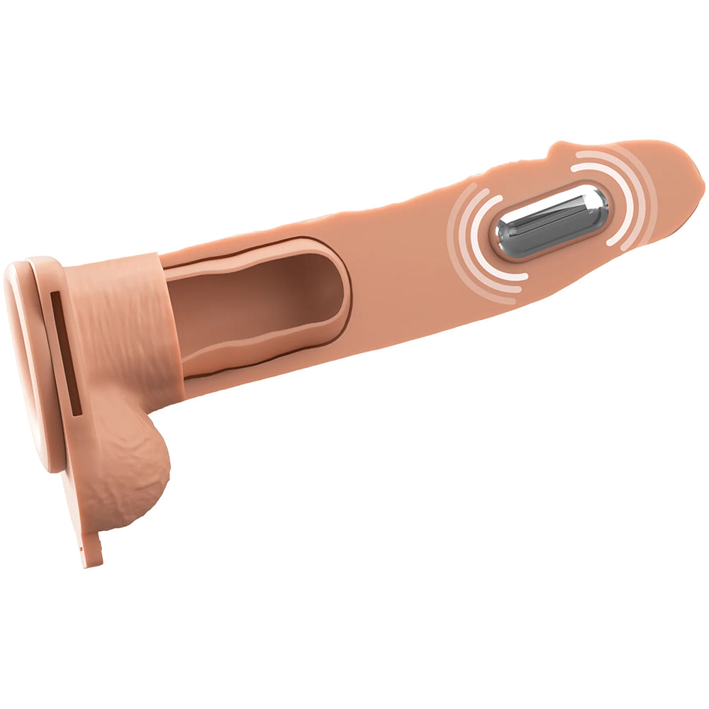 Fantasy X-Tensions Elite Vibrating 8" Silicone Hollow Strap-On Dual Density Light