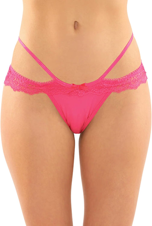 Posey Strappy Crotchless Panty Pink Queen Size