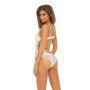 Bombshell Boudoir Lace Deep V Exposed Wire Teddy White MD