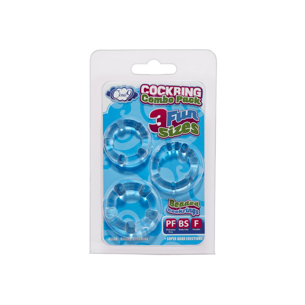 Cloud 9 Cockring Combo Beaded Clear