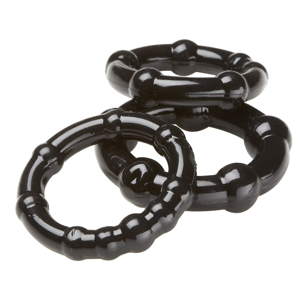 Cloud 9 Cockring Combo Beaded Black