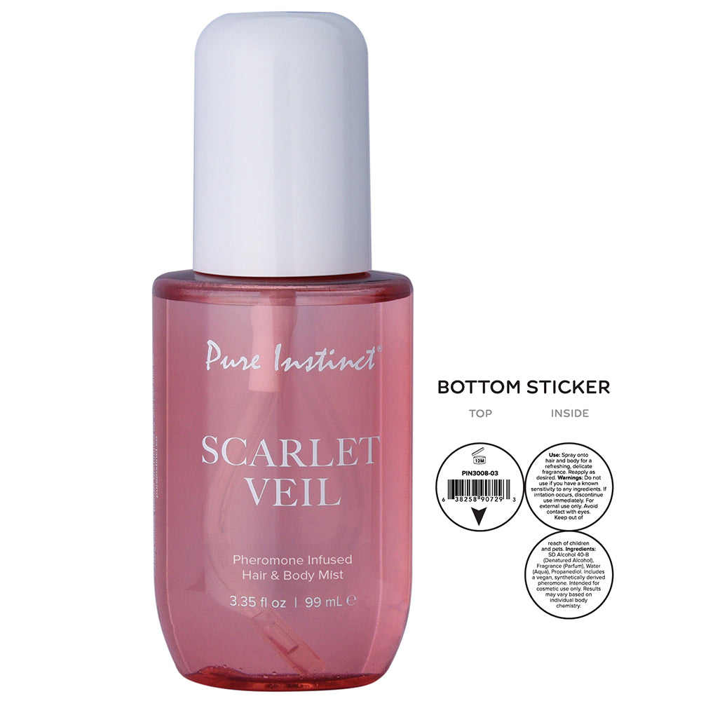 Pure Instinct Pheromone Infused Body & Hair Mist Scarlet Veil 3.35 oz.