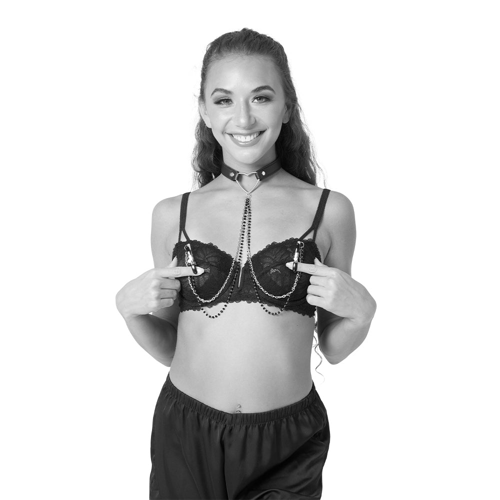 S&M Amor Collar With Nipple Jewelry