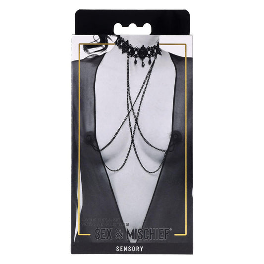 S&M Lace Collar With Nipple Ties