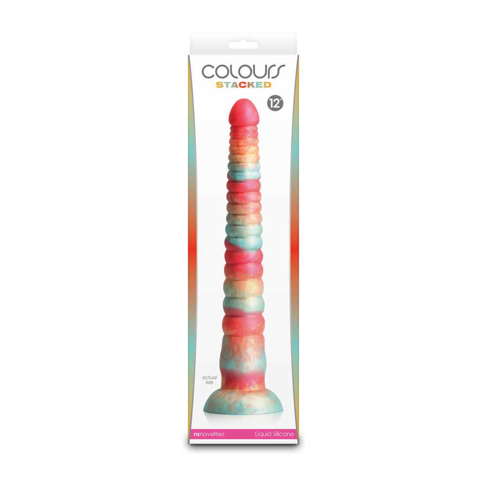 Colours Stacked 12" Dildo Red/Gold