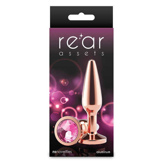 Rear Assets Tapered Medium Rose Gold Pink Gem