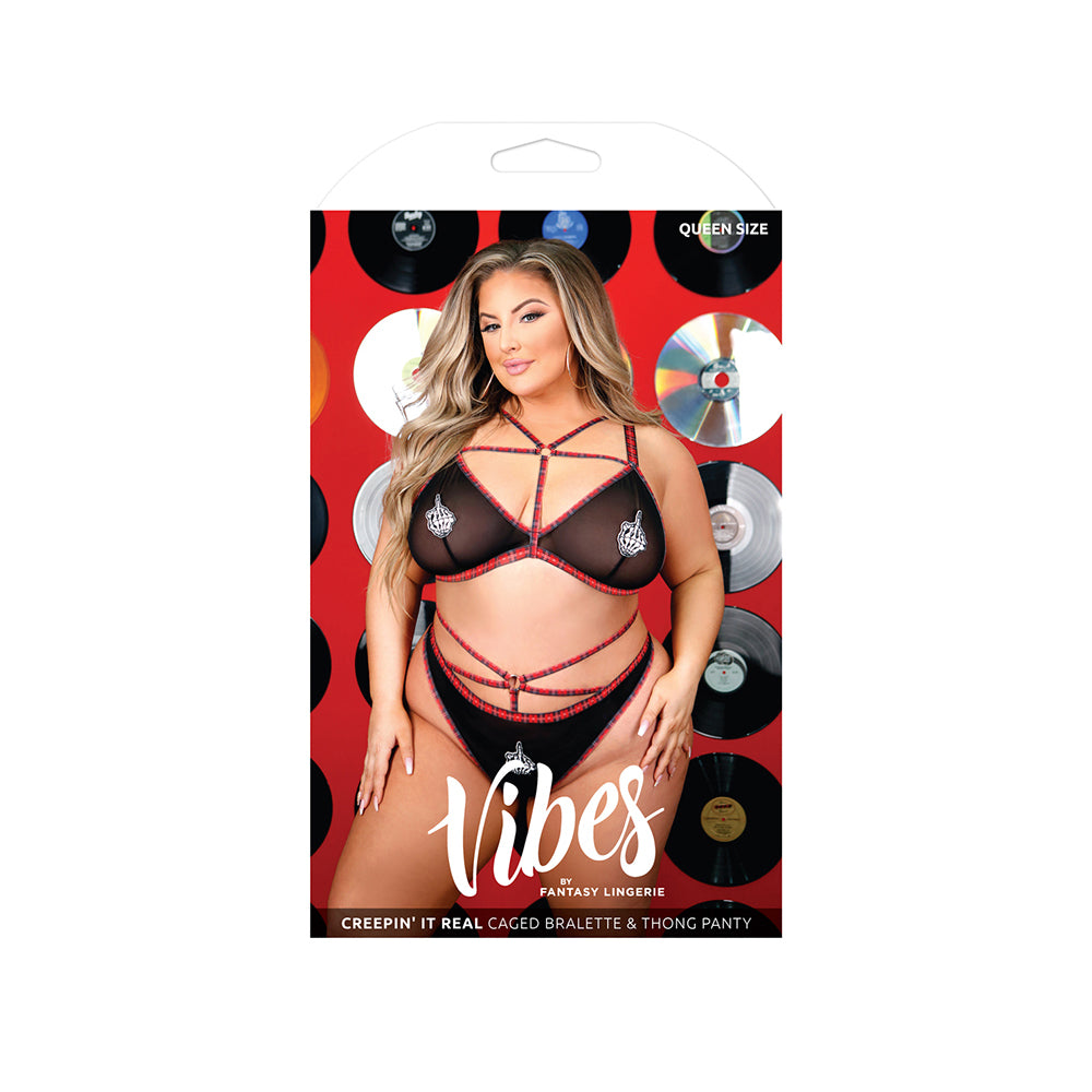 Creepin' It Real Caged Bralette & Thong Panty