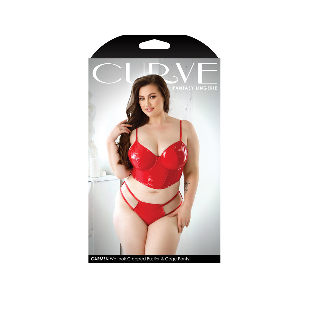Carmen Wetlook Cropped Bustier & Panty