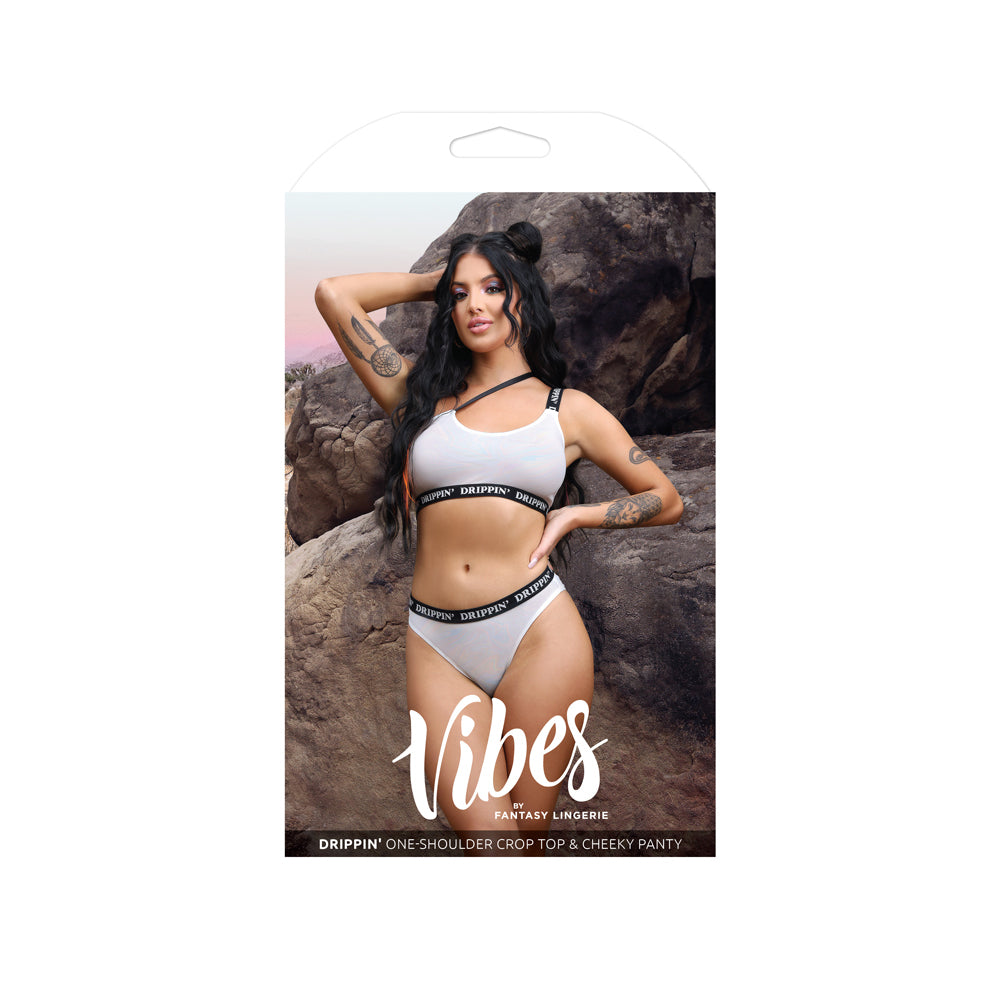Drippin' One-Shoulder Crop Top & Cheeky Panty