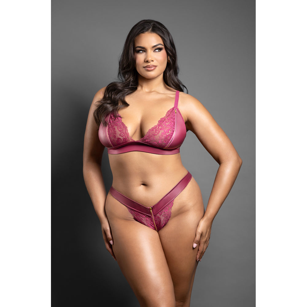 Queen Zipper Bralette & Panty Queen Size