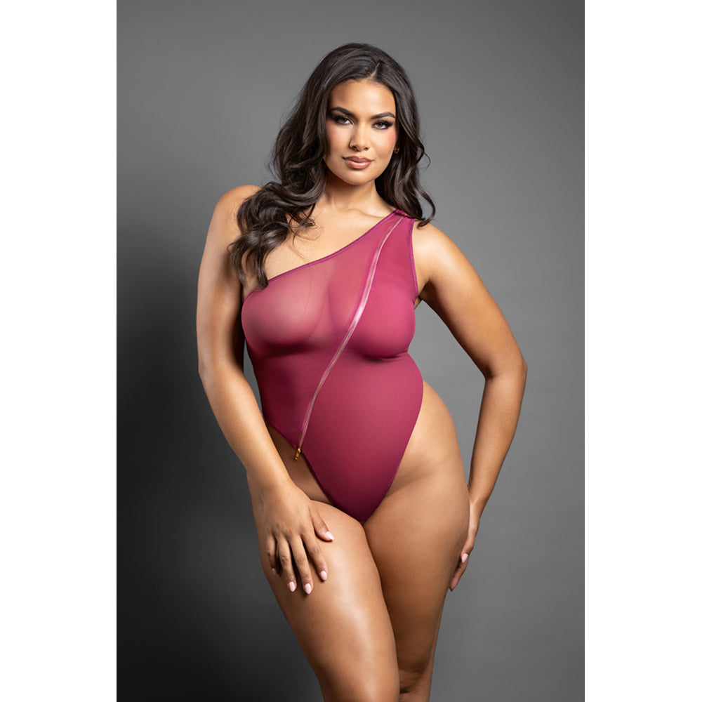 Queen Crotchless Asymmetrical Zipper Teddy Queen Size