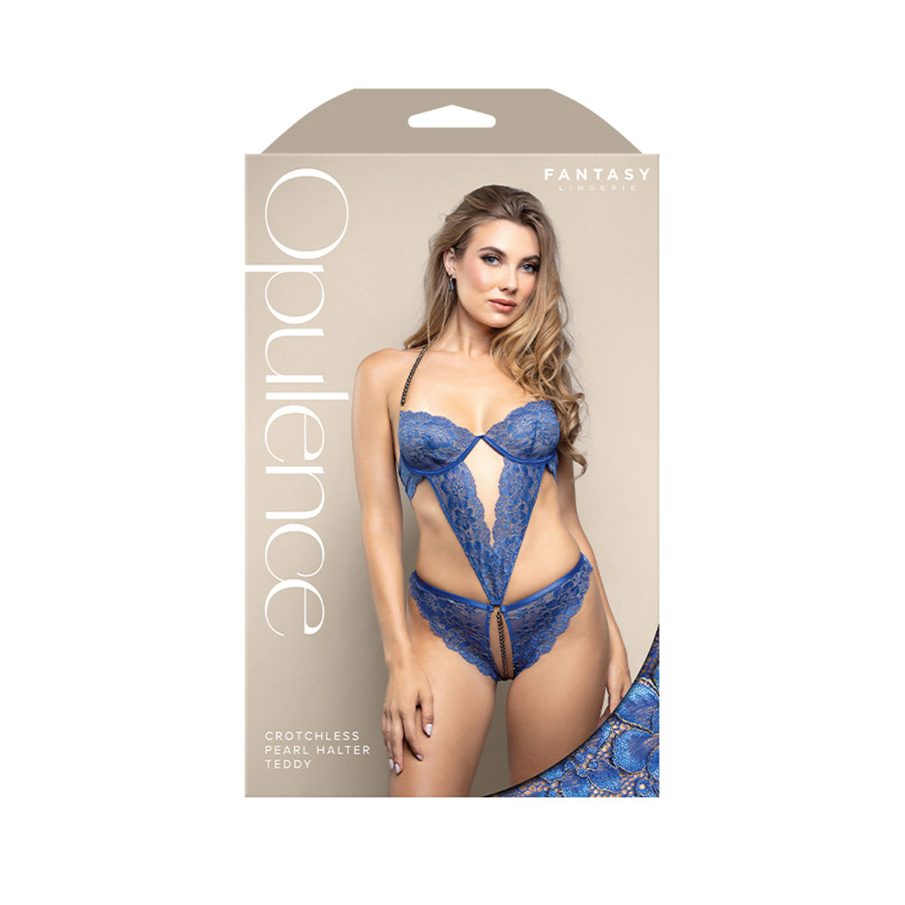 Crotchless Pearl Halter Teddy