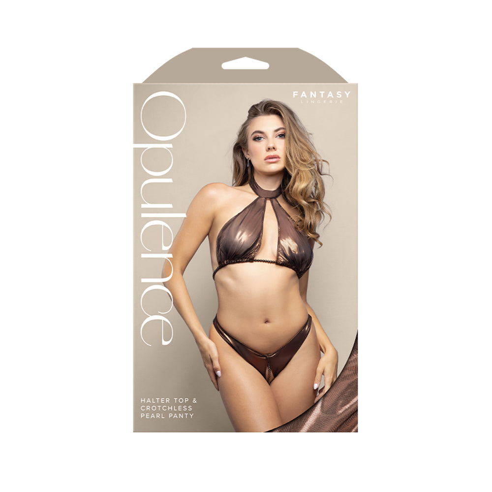 Halter Top & Crotchless Pearl Panty