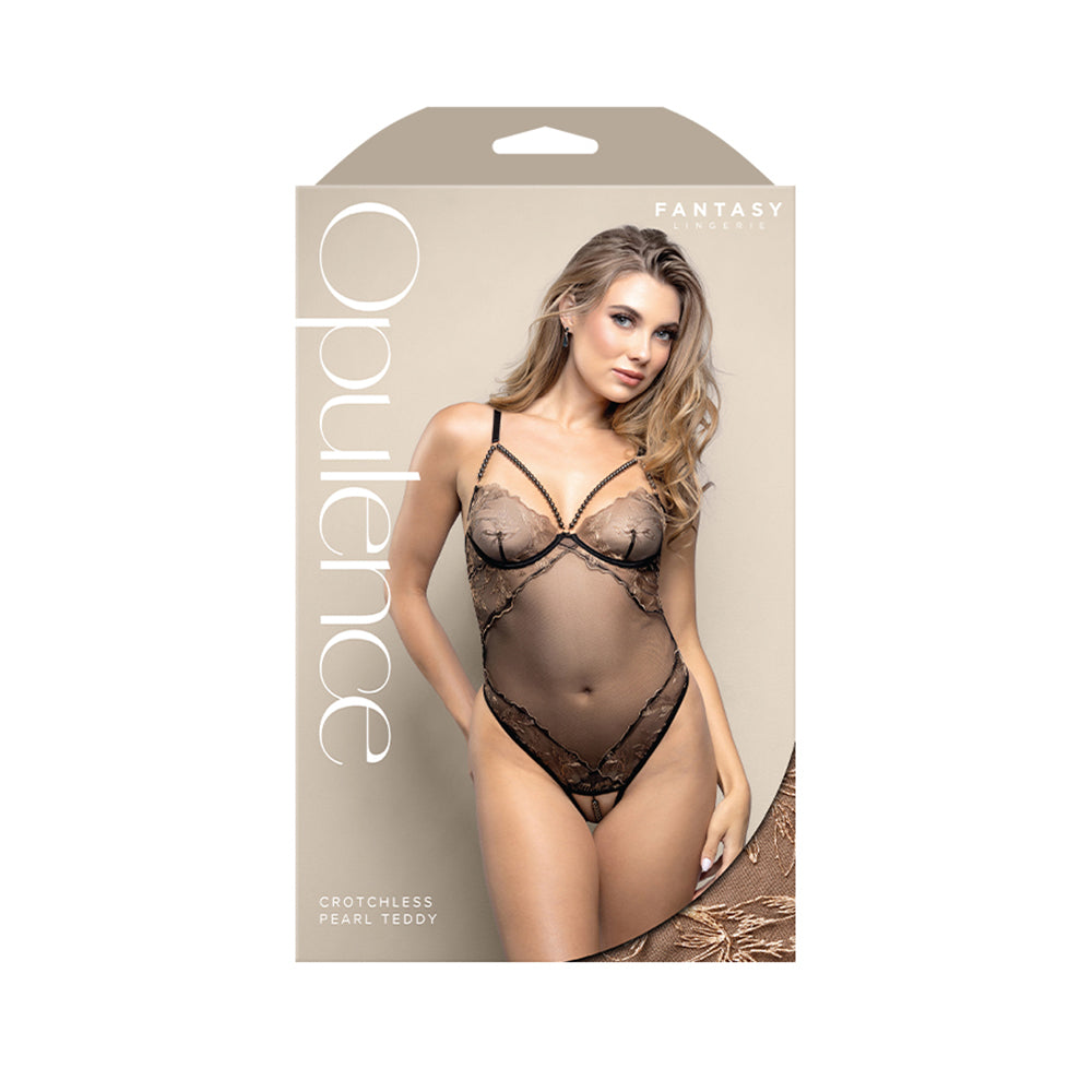 Crotchless Pearl Teddy S/M