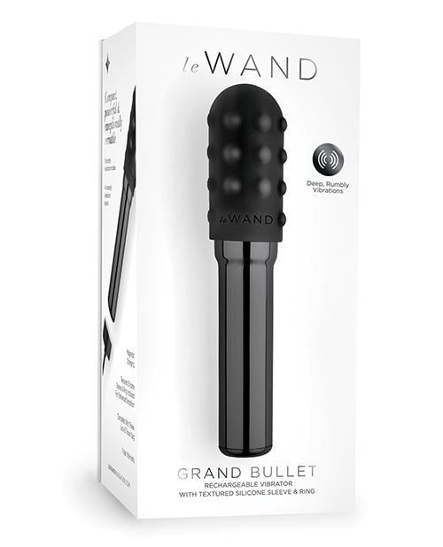 Le Wand Grand Chrome Bullet Rechargeable Vibrator w/Silicone Textured Ring - Black