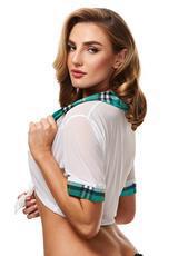 TEACHERS PET - SCHOOLGIRL TOP - TURQ -OS