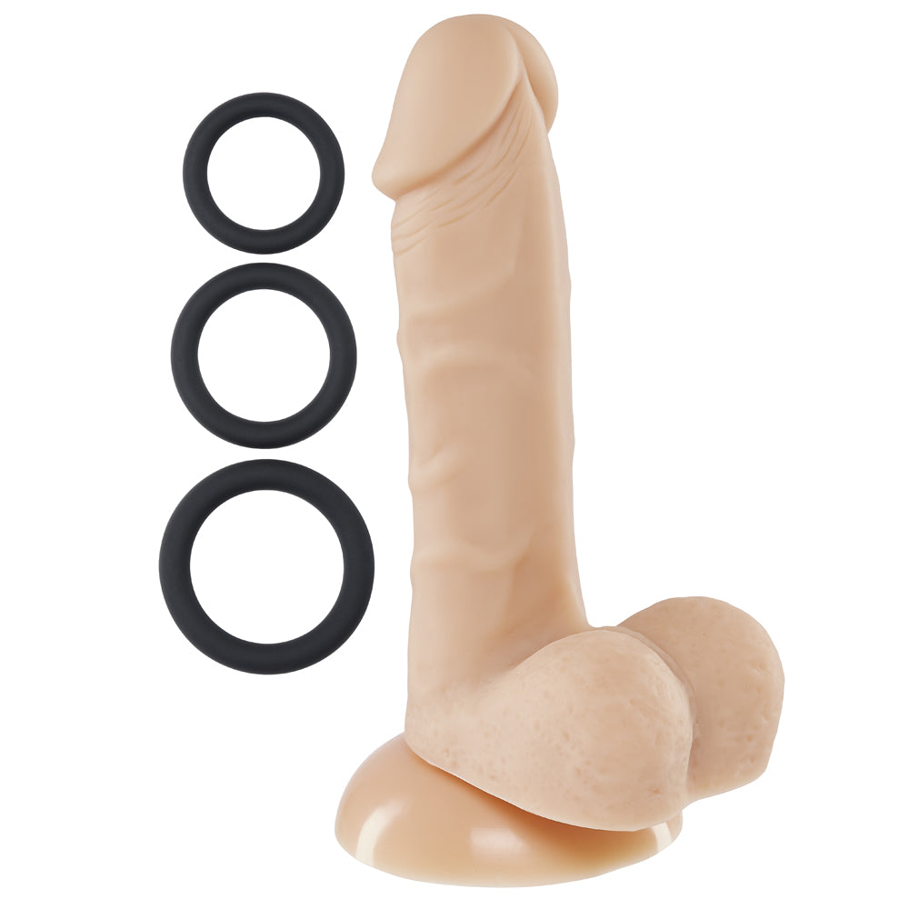 Cloud 9 Pro Sensual Premium Silicone Dong W/ 3 C Rings Flesh 6"