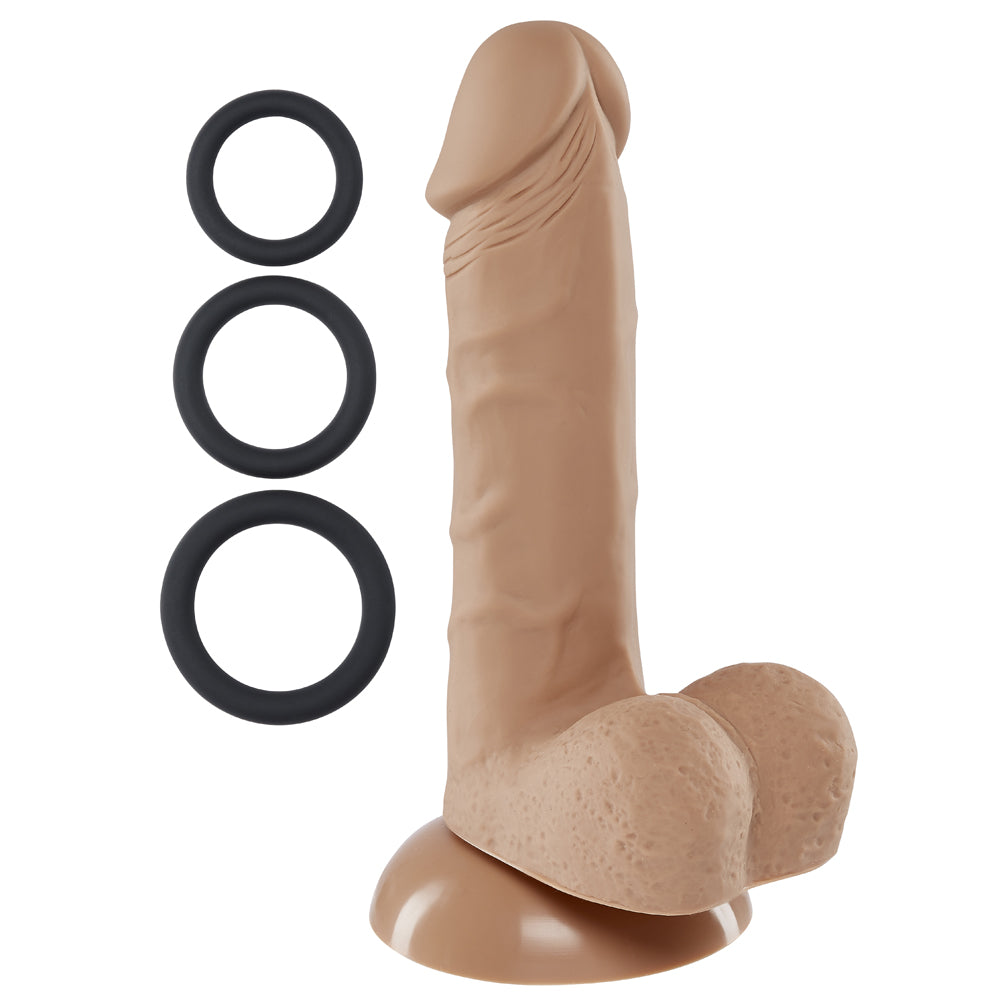 Cloud 9 Pro Sensual Premium Silicone Dong W/ 3 C Rings Tan 6"