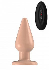 Buttplug - Rubber Vibrating - 5 Inch - Model 2 - Flesh