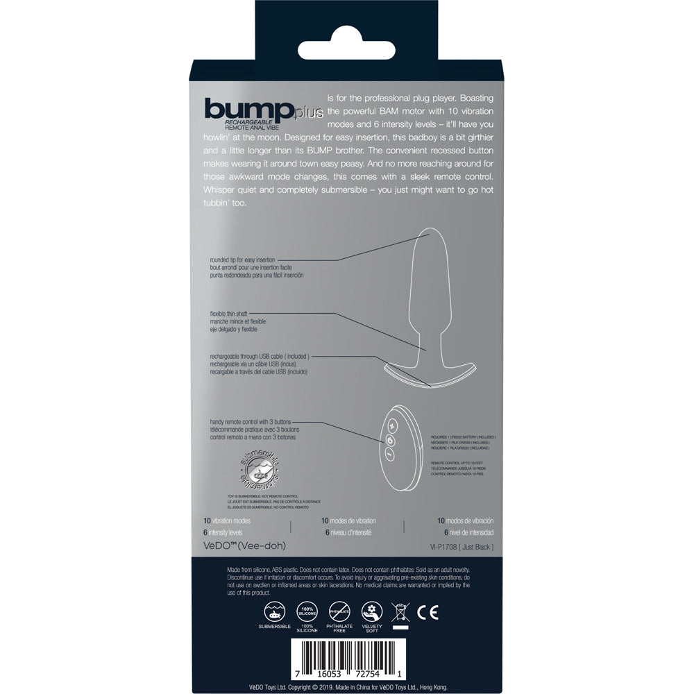Vedo Bump Plus Rechargeable Remote Control Anal Vibe