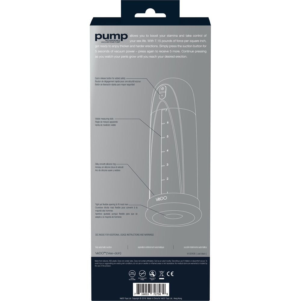 Pump Rechargeable Vacuum Penis Pump Just Black