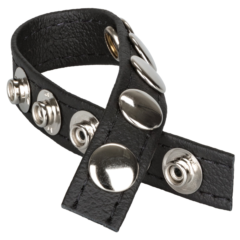 Leather Multi-Snap Ring Black