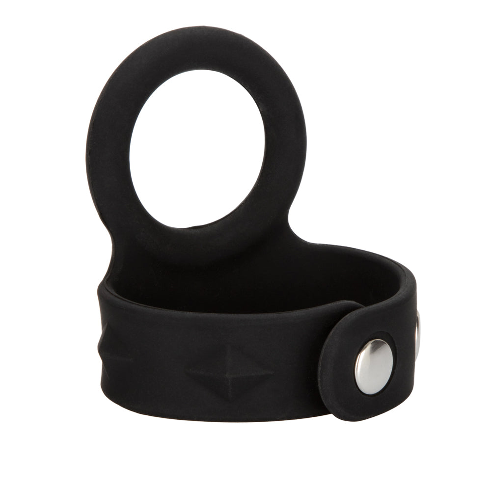 Silicone Tri-Snap Scrotum Support Ring Large Black