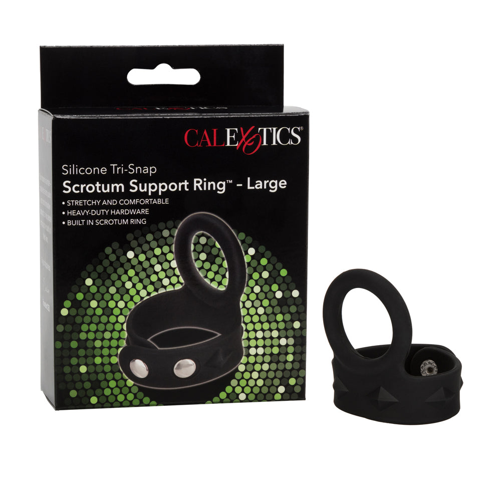 Silicone Tri-Snap Scrotum Support Ring Large Black