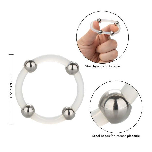 Steel Beaded Silicone Ring Large