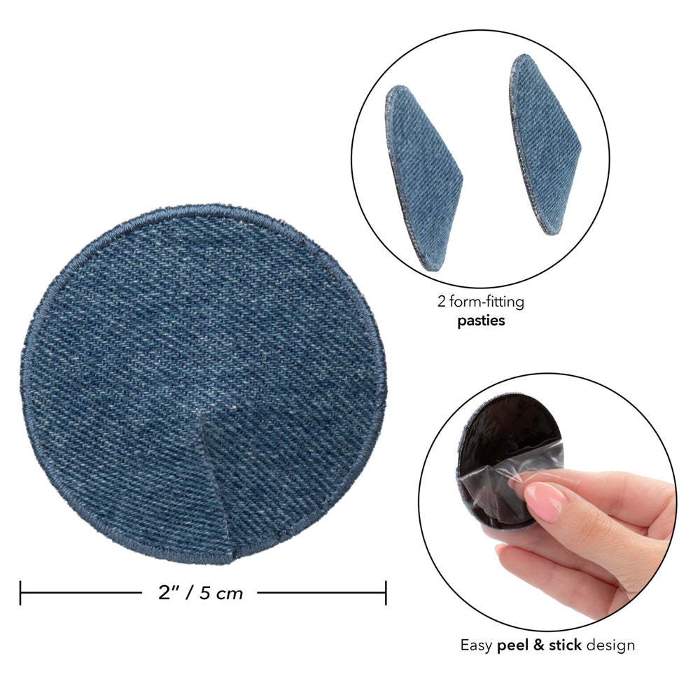Ride 'Em Premium Denim Collection Round Pasties