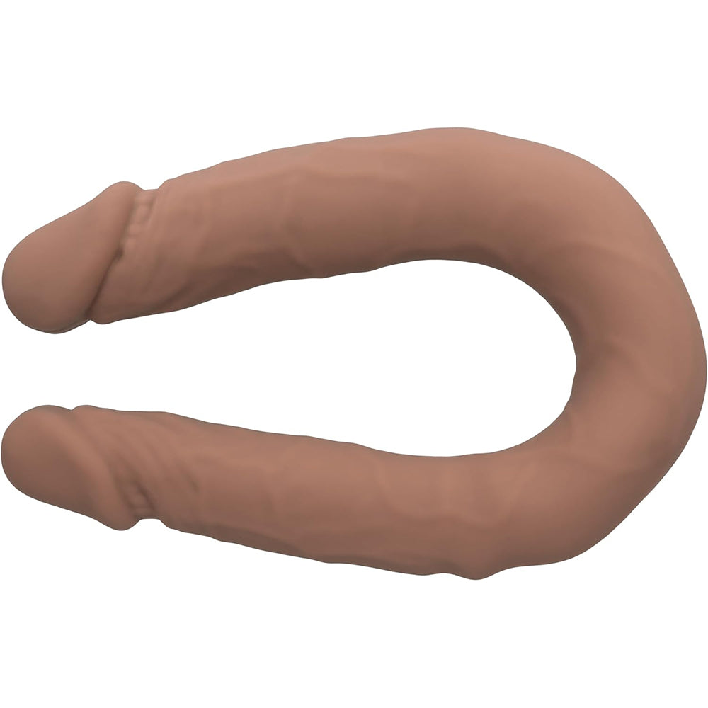 Silicone Studs Bend And Hold Dual Dong 12" Brown