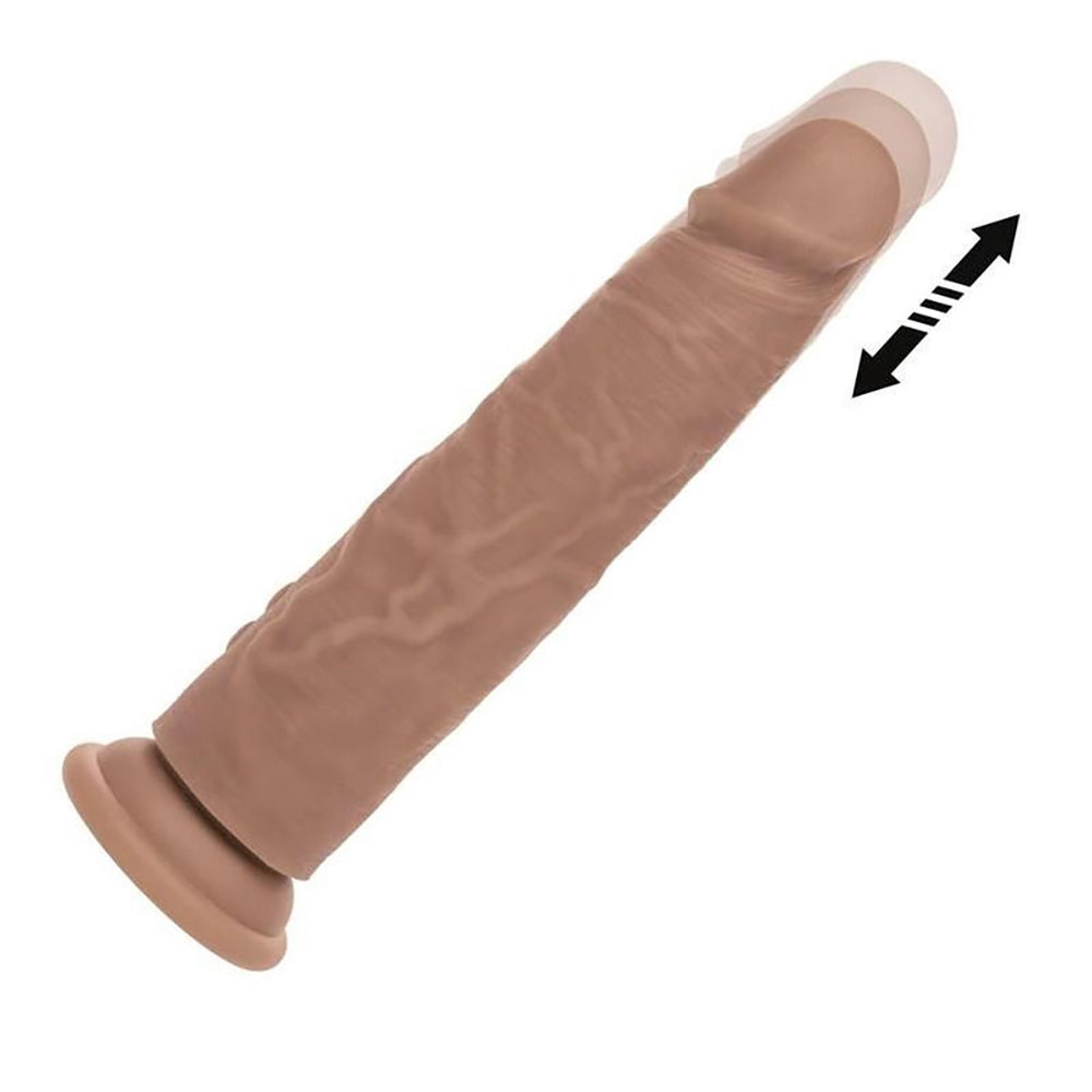 Rechargeable Vibrating & Thrusting Silicone Studs Brown
