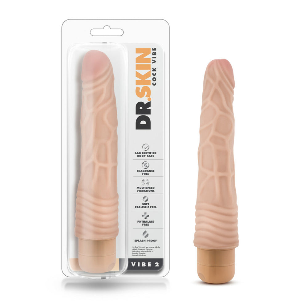 Dr. Skin Cock Vibe #2 - 9" Vibrating Cock Beige