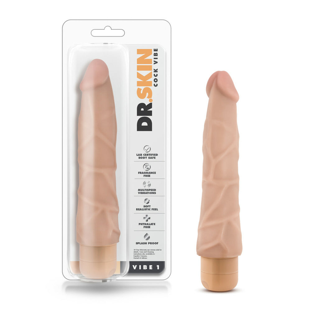 Dr. Skin Cock Vibe #1 - 9" Vibrating Cock Beige