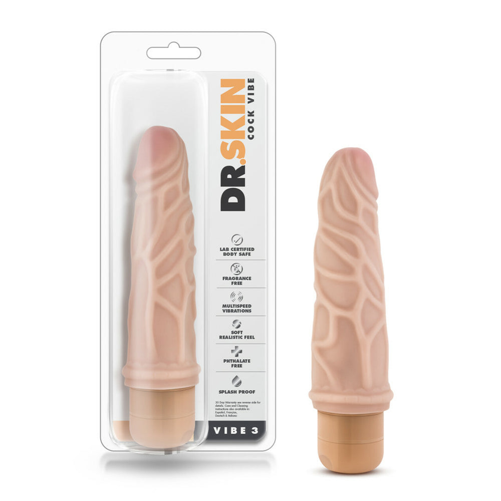 Dr. Skin Cock Vibe #3 - 7.25" Vibrating Cock Beige
