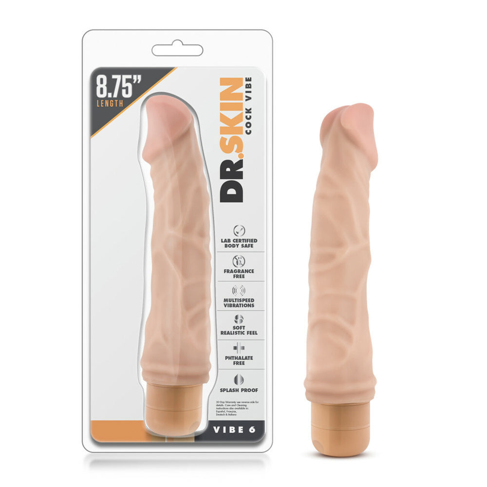 Dr. Skin Cock Vibe #6 - 8.75" Vibrating Cock Beige