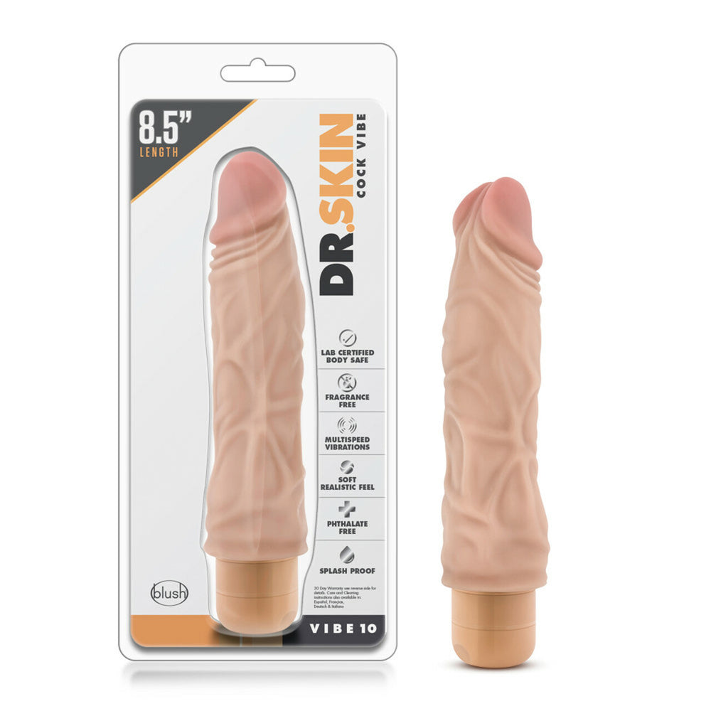 Dr. Skin Cock Vibe #10 - 8.5" Vibrating Cock Beige