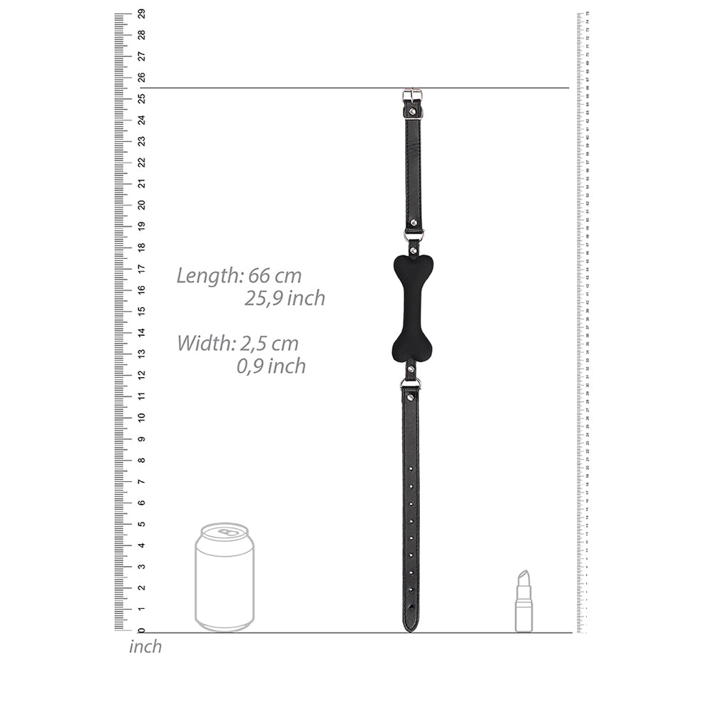 Ouch! Black & White Silicone Bone Gag With Adjustable Bonded Leather Straps