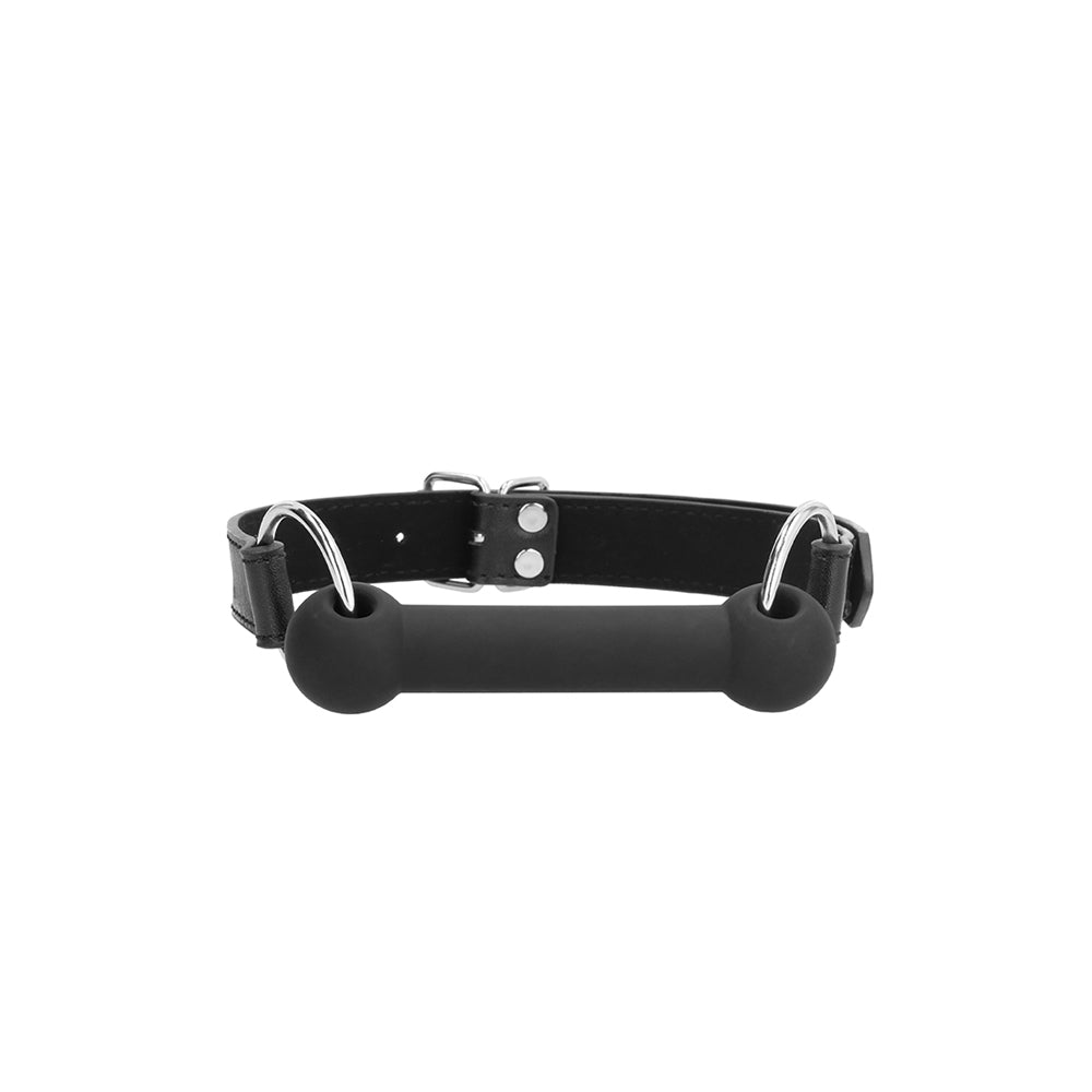 Ouch! Black & White Silicone Bit Gag With Adjustable Bonded Leather Straps