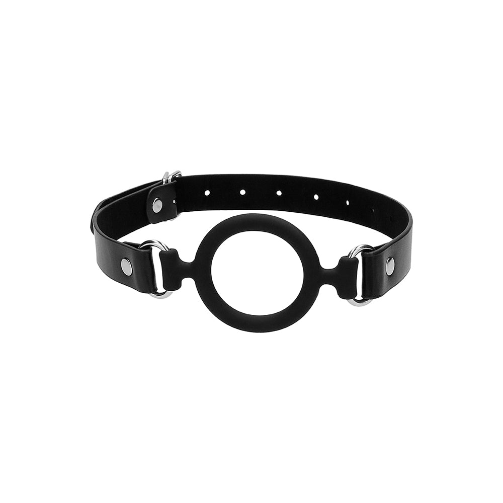 Ouch! Black & White Silicone Ring Gag With Adjustable Bonded Leather Straps