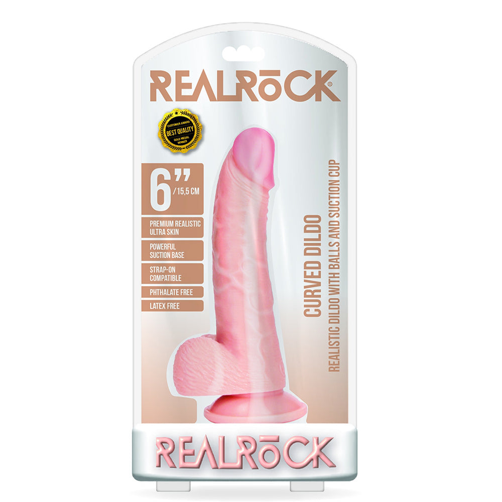 Curved Realistic Dildo With Balls And Suction Cup