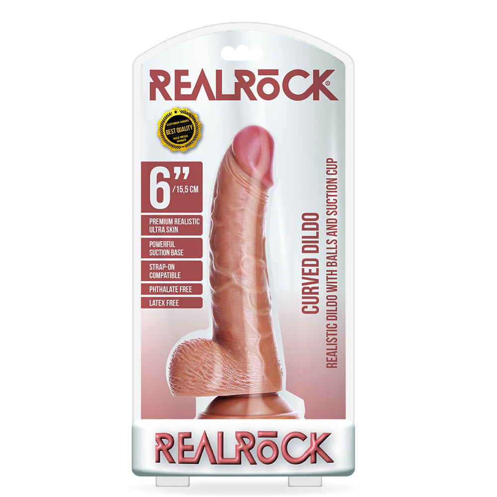 Curved Realistic Dildo With Balls And Suction Cup