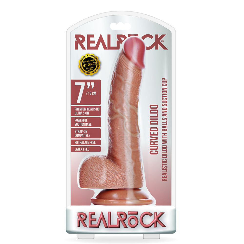 Curved Realistic Dildo With Balls And Suction Cup