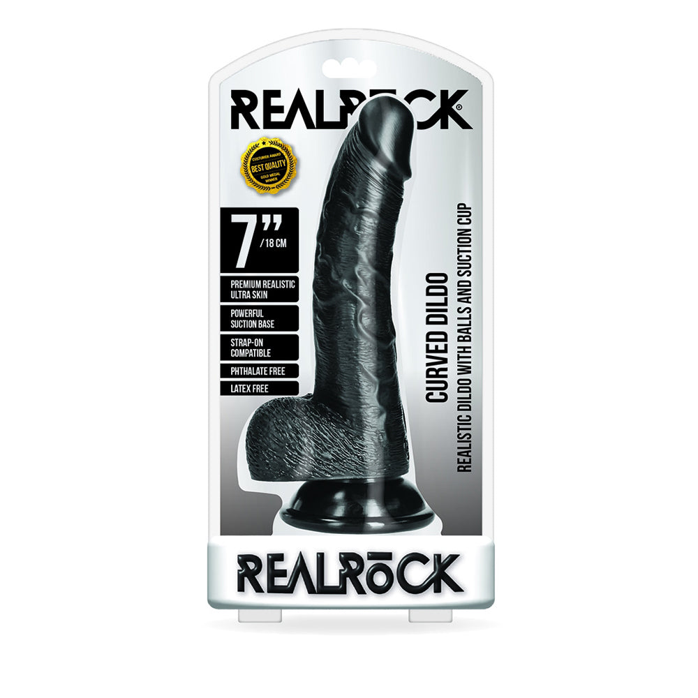 Curved Realistic Dildo With Balls And Suction Cup