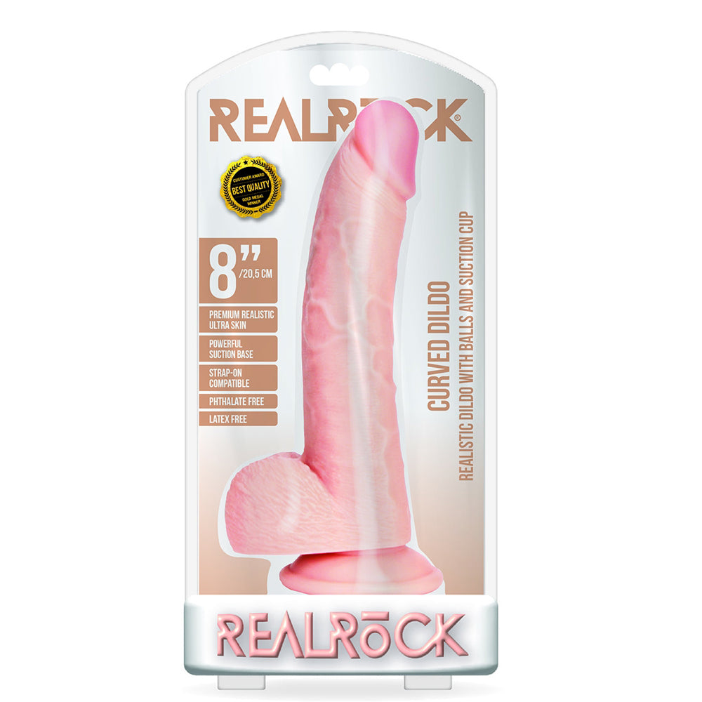 Curved Realistic Dildo With Balls And Suction Cup