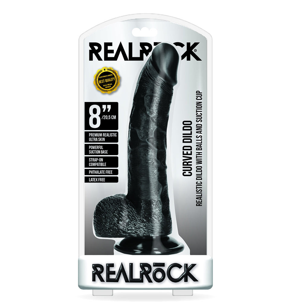 Curved Realistic Dildo With Balls And Suction Cup